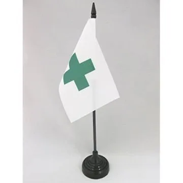 DRAPEAU DE TABLE CROIX VERTE INTERNATIONALE 15x10cm - PETIT DRAPEAUX DE BUREAU ENVIRONNEMENTAL 10 x 15 cm