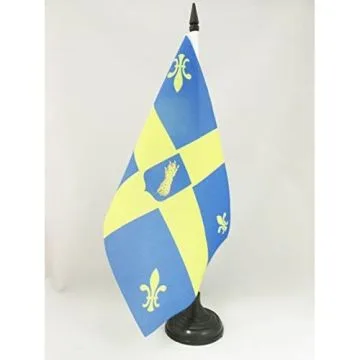 DRAPEAU DE TABLE ROYAUME DE NOVA FRANCIA 21x14cm - PETIT DRAPEAUX DE BUREAU DE NOVA FRANCIA 14 x 21 cm