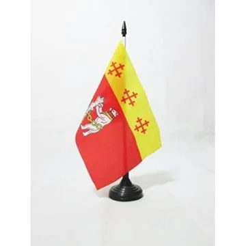 DRAPEAU DE TABLE COMTÍ? DE WARWICKSHIRE 21x14cm - PETIT DRAPEAUX DE BUREAU COUNTY OF WARKS. - ANGLETERRE 14 x 21 cm