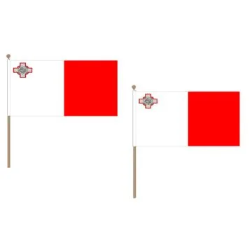 DRAPEAU MALTE 45x30cm HAMPE en bois - LOT DE 10 DRAPEAUX MALTAIS 30 x 45 cm