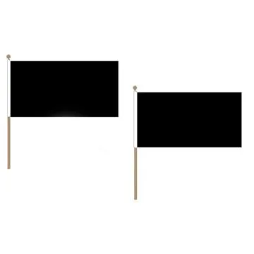 DRAPEAU UNICOLORE NOIR 45x30cm HAMPE en bois - LOT DE 10 DRAPEAUX DE COULEUR NOIRE 30 x 45 cm
