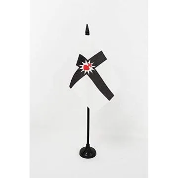 DRAPEAU DE TABLE VENDÉE MILITAIRE 15x10cm - PETIT DRAPEAUX DE BUREAU VENDÉEN CATHOLIQUE 10 x 15 cm