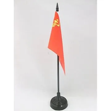 DRAPEAU DE TABLE URSS AVEC MAIN 15x10cm - PETIT DRAPEAUX DE BUREAU COMMUNISTE - RUSSIE 10 x 15 cm