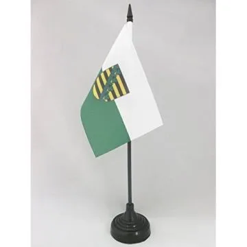 DRAPEAU DE TABLE SAXE 15x10cm - PETIT DRAPEAUX DE BUREAU SACHSEN - LAND ALLEMAGNE 10 x 15 cm