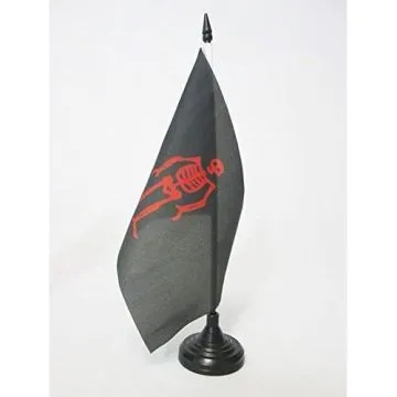 DRAPEAU DE TABLE PIRATE EDWARD LOWE 21x14cm - PETIT DRAPEAUX DE BUREAU CORSAIRE TÍ?TE DE MORT 14 x 21 cm