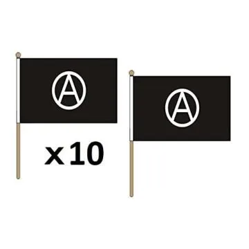DRAPEAU ANARCHIE 45x30cm HAMPE en bois - LOT DE 10 DRAPEAUX ANARCHIQUE 30 x 45 cm
