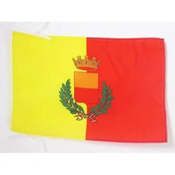 DRAPEAU VILLE DE NAPLES AVEC ARMES 45x30cm - PAVILLON NAPOLITAIN - NAPOLI 30 x 45 cm haute qualité