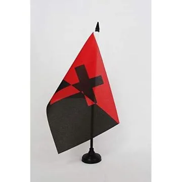 Drapeau de table Anarchiste chrétien 21x14cm - PETIT Drapeaux DE BUREAU Anarchisme chrétien 14 x 21 cm