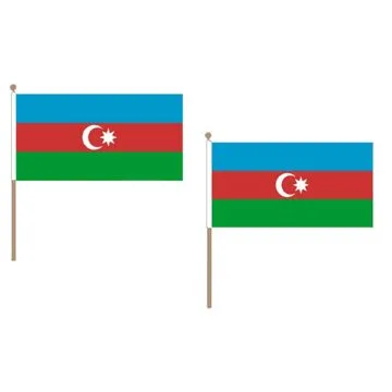 DRAPEAU AZERBAÏDJAN 45x30cm HAMPE en bois - LOT DE 10 DRAPEAUX AZERBAÏDJANAIS 30 x 45 cm