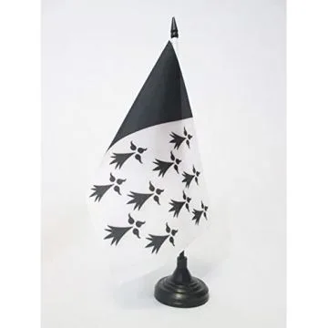 DRAPEAU DE TABLE PAYS RENNAIS 21x14cm - PETIT DRAPEAUX DE BUREAU BRO ROAZHON RENNES EN BRETAGNE 14 x 21 cm