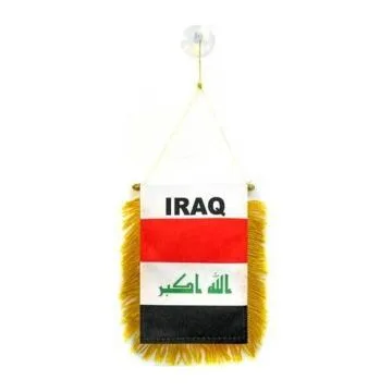 FANION IRAK 15x10cm - Mini drapeau IRAKIEN 10 x 15 cm spécial voiture - Bannière