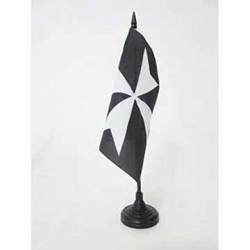 DRAPEAU DE TABLE ORDRE DES CHEVALIERS DE L\'HOPITAL DE SAINT JEAN DE JÍ?RUSALEM 15x15cm - PETIT DRAPEAUX DE BUREAU CATHOLIQUE 15 x 15 cm