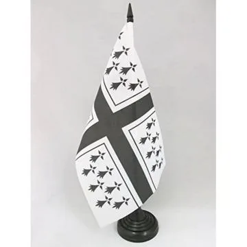 DRAPEAU DE TABLE BRETAGNE MARINE 21x14cm - PETIT DRAPEAUX DE BUREAU PAVILLON MARIN BRETON 14 x 21 cm