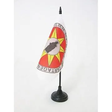 DRAPEAU DE TABLE ORDRE DE SANTA MARIA Dâ??ESPAÍ?A 15x15cm - PETIT DRAPEAUX DE BUREAU ORDRE DE L\'Í?TOILE - SAINTE-MARIE 15 x 15 cm