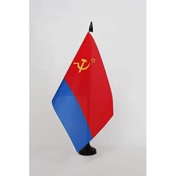 Drapeau de table République socialiste soviétique d\'Azerbaïdjan 1920-1991 21x14cm - PETIT Drapeaux DE BUREAU de la RSSA d\'URSS 14 x 21 cm