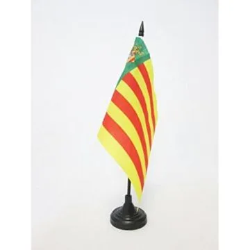 DRAPEAU DE TABLE PROVINCE DE CASTELLÍ?N 21x14cm - PETIT DRAPEAUX DE BUREAU CASTELLON EN COMMUNAUTÍ? VALENCIENNE 14 x 21 cm