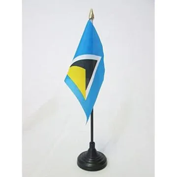 DRAPEAU DE TABLE SALOMON 15x10cm - PETIT DRAPEAUX DE BUREAU SALOMONAIS - Í?LES SALOMON 10 x 15 cm pointe dorée