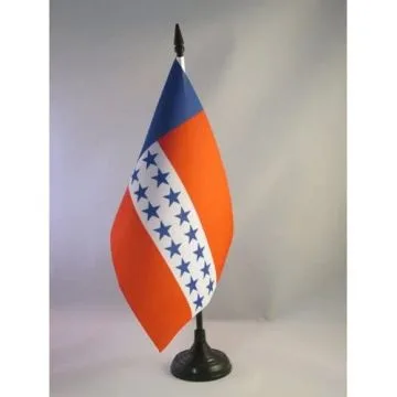 DRAPEAU DE TABLE TUAMOTU 21x14cm - PETIT DRAPEAUX DE BUREAU POLYNÉSIEN - POLYNÉSIE FRANÇAISE - FRANCE 14 x 21 cm