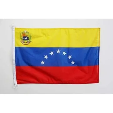 Drapeau Vénézuela Ancien Avec Ecusson 90x60cm - Drapeau vénézuelien 7 étoiles 60 x 90 cm Spécial Extérieur - Drapeaux