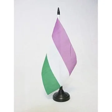 DRAPEAU DE TABLE FIERTÍ? GENDERQUEER 21x14cm - PETIT DRAPEAUX DE BUREAU ARC EN CIEL 14 x 21 cm