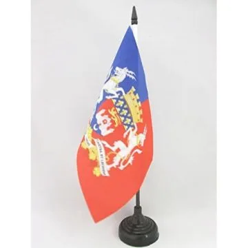 DRAPEAU DE TABLE BORDEAUX AVEC ARMES 21x14cm - PETIT DRAPEAUX DE BUREAU BORDELAIS AVEC ARMOIRIES 14 x 21 cm