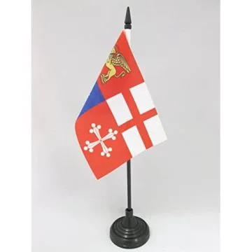 DRAPEAU DE TABLE ITALIE 4 RÉPUBLIQUES MARITIMES 15x10cm - PETIT DRAPEAUX DE BUREAU NAVAL ITALIEN 10 x 15 cm