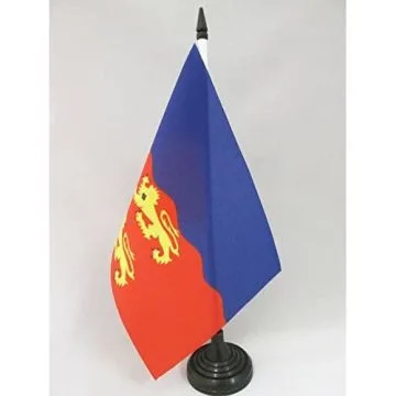 DRAPEAU DE TABLE CALVADOS 21x14cm - PETIT DRAPEAUX DE BUREAU DÉPARTEMENT CALVADOSIEN 14 x 21 cm