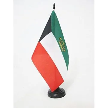 DRAPEAU DE TABLE ETENDARD DE L\'EMIR DU KOWEIT 21x14cm - PETIT DRAPEAUX DE BUREAU Í?MIRAT KOWEÏT 14 x 21 cm