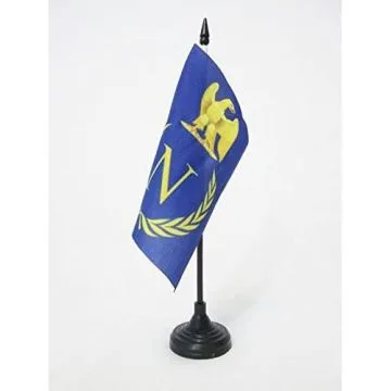 DRAPEAU DE TABLE BOUCLIER NAPOLÍ?ON BONAPARTE 15x15cm - PETIT DRAPEAUX DE BUREAU EMPIRE FRANÍ?AIS 15 x 15 cm