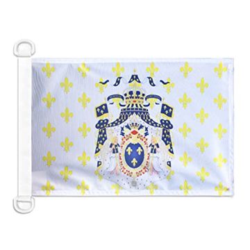 Pavillon nautique Royaume de France Grandes Armes 45x30 cm Anneaux Plastiques