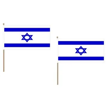 DRAPEAU ISRAÍ?L 45x30cm HAMPE en bois - LOT DE 10 DRAPEAUX ISRAÍ?LIEN 30 x 45 cm