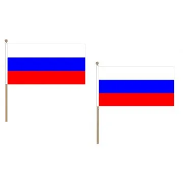 DRAPEAU RUSSIE 45x30cm HAMPE en bois - LOT DE 10 DRAPEAUX RUSSE 30 x 45 cm