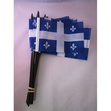 DRAPEAU QUÉBEC 15x10cm avec HAMPE - LOT DE 10 DRAPEAUX QUÉBÉCOIS - CANADA 10 x 15 cm