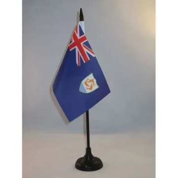 DRAPEAU DE TABLE ANGUILLA 15x10cm - PETIT DRAPEAUX DE BUREAU ANGUILLAIS 10 x 15 cm