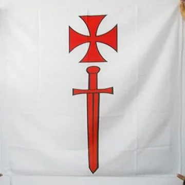 DRAPEAU ORDRE DES CHEVALIERS PORTE-GLAIVE 90x90cm - DRAPEAU ORDRE DES FRÍ?RES DE L\'Í?PÍ?E 90 x 90 cm Fourreau pour hampe
