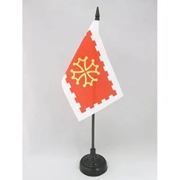 DRAPEAU DE TABLE AUDE 15x10cm - PETIT DRAPEAUX DE BUREAU DÉPARTEMENT FRANÇAIS - LANGUEDOC-ROUSSILLON 10 x 15 cm