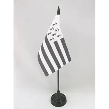 DRAPEAU DE TABLE BRETAGNE ALTERNATIF 15x10cm - PETIT DRAPEAUX DE BUREAU BRETON - FRANCE 10 x 15 cm