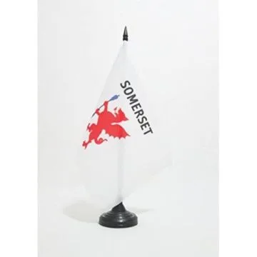 DRAPEAU DE TABLE COMTÍ? DE SOMERSET ANCIEN 21x14cm - PETIT DRAPEAUX DE BUREAU COUNTY OF SOMERSET - ANGLETERRE 14 x 21 cm