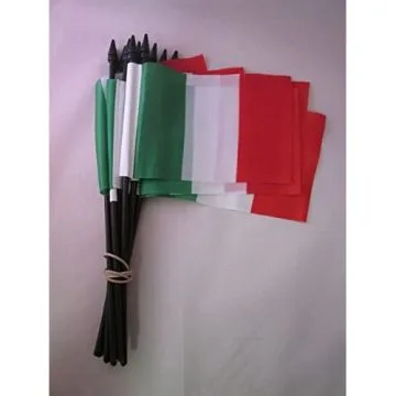 DRAPEAU ITALIE 15x10cm avec HAMPE - LOT DE 10 DRAPEAUX ITALIEN 10 x 15 cm