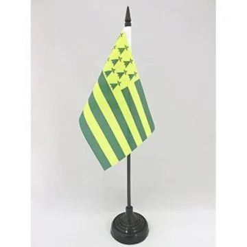 DRAPEAU DE TABLE BRETAGNE MELEN HA GWER 15x10cm - PETIT DRAPEAUX DE BUREAU BRETON JAUNE ET VERT - NANTES 10 x 15 cm