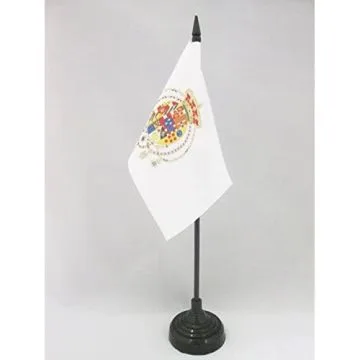 DRAPEAU DE TABLE ROYAUME DES DEUX-SICILES 1816 15x10cm - PETIT DRAPEAUX DE BUREAU ITALIE - SICILE 10 x 15 cm