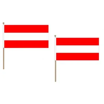 DRAPEAU AUTRICHE 45x30cm HAMPE en bois - LOT DE 10 DRAPEAUX AUTRICHIEN 30 x 45 cm