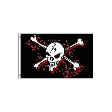 DRAPEAU PIRATE AVEC SANG 150x90cm - DRAPEAU CORSAIRE TÊTE DE MORT 90 x 150 cm - DRAPEAUX