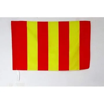 Drapeau course automobile jaune et rayures rouges 90x60cm - Drapeau de commissaire 60 x 90 cm Fourreau pour hampe