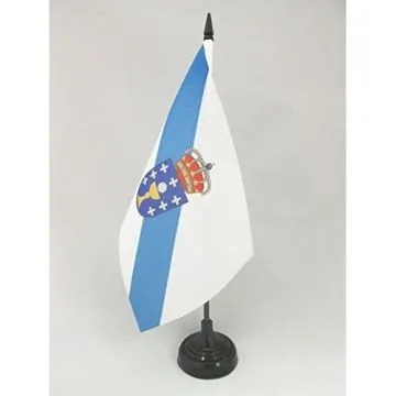 DRAPEAU DE TABLE GALICE 21x14cm - PETIT DRAPEAUX DE BUREAU DE GALICIA - ESPAGNE 14 x 21 cm