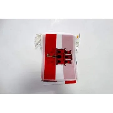 Guirlande 12 mètres 20 Drapeaux Gibraltar 45x30 cm - Drapeau anglais 30 x 45 cm