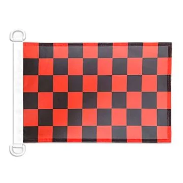 Pavillon nautique Damier Rouge et noir 45x30 cm Anneaux Plastiques