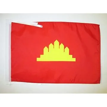 DRAPEAU RÉPUBLIQUE POPULAIRE DU KAMPUCHÉA 45x30cm - PAVILLON DU CAMBODGE 30 x 45 cm haute qualité