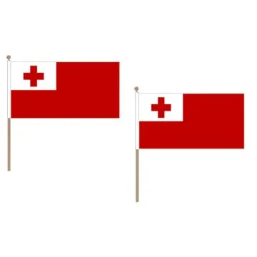 DRAPEAU TONGA 45x30cm HAMPE en bois - LOT DE 10 DRAPEAUX TONGIEN 30 x 45 cm