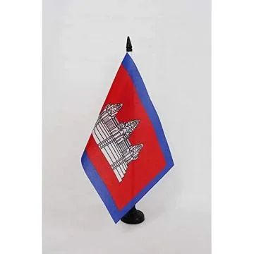 Drapeau de table Protectorat français du Cambodge 21x14cm - PETIT Drapeaux DE BUREAU cambodgien français 14 x 21 cm